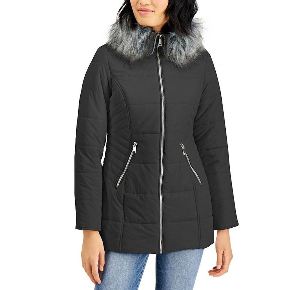 Marilyn & Me Juniors Hooded Black Puffer Jacket Size Medium